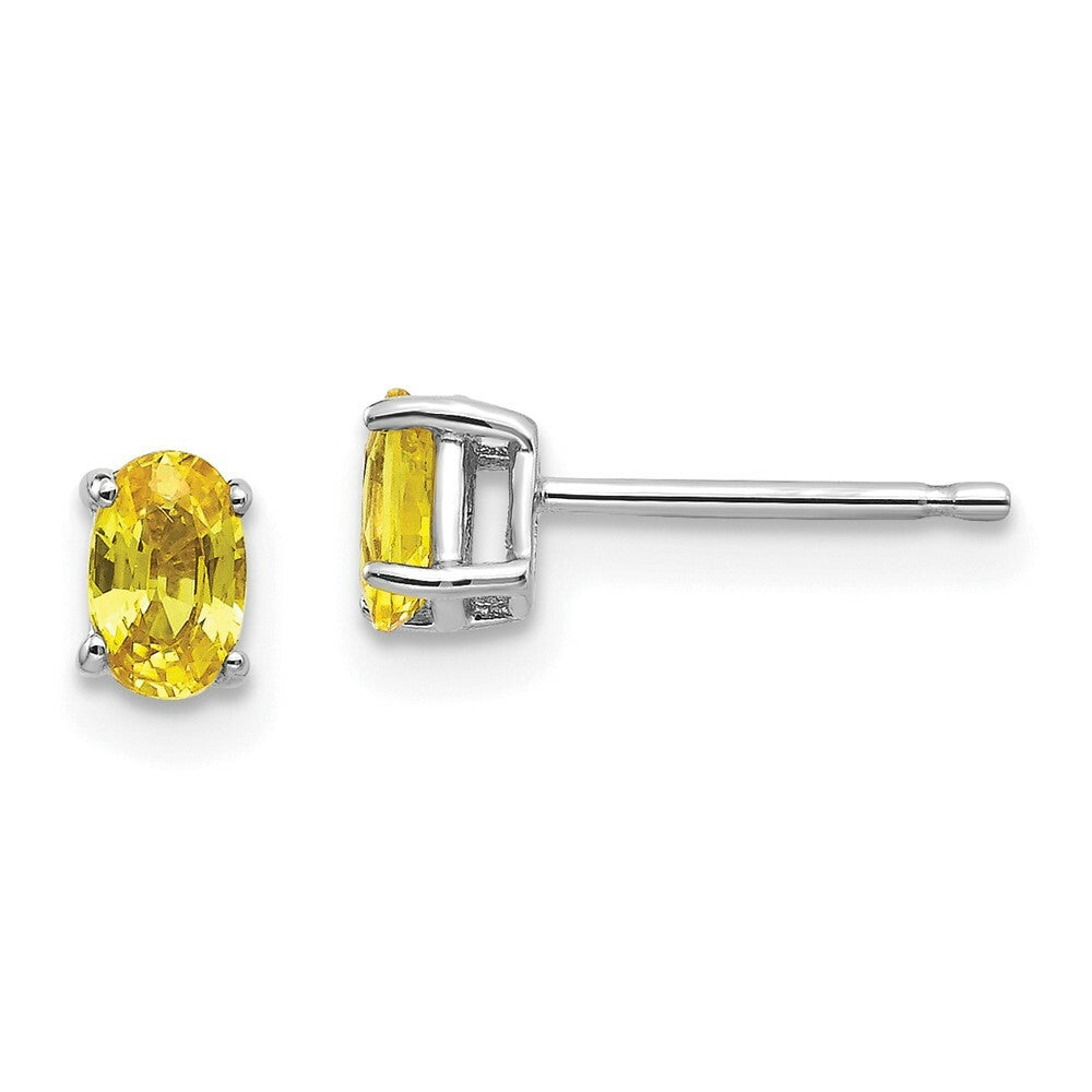 14K White Gold Yellow Sapphire Earrings 0.66-Carat tw