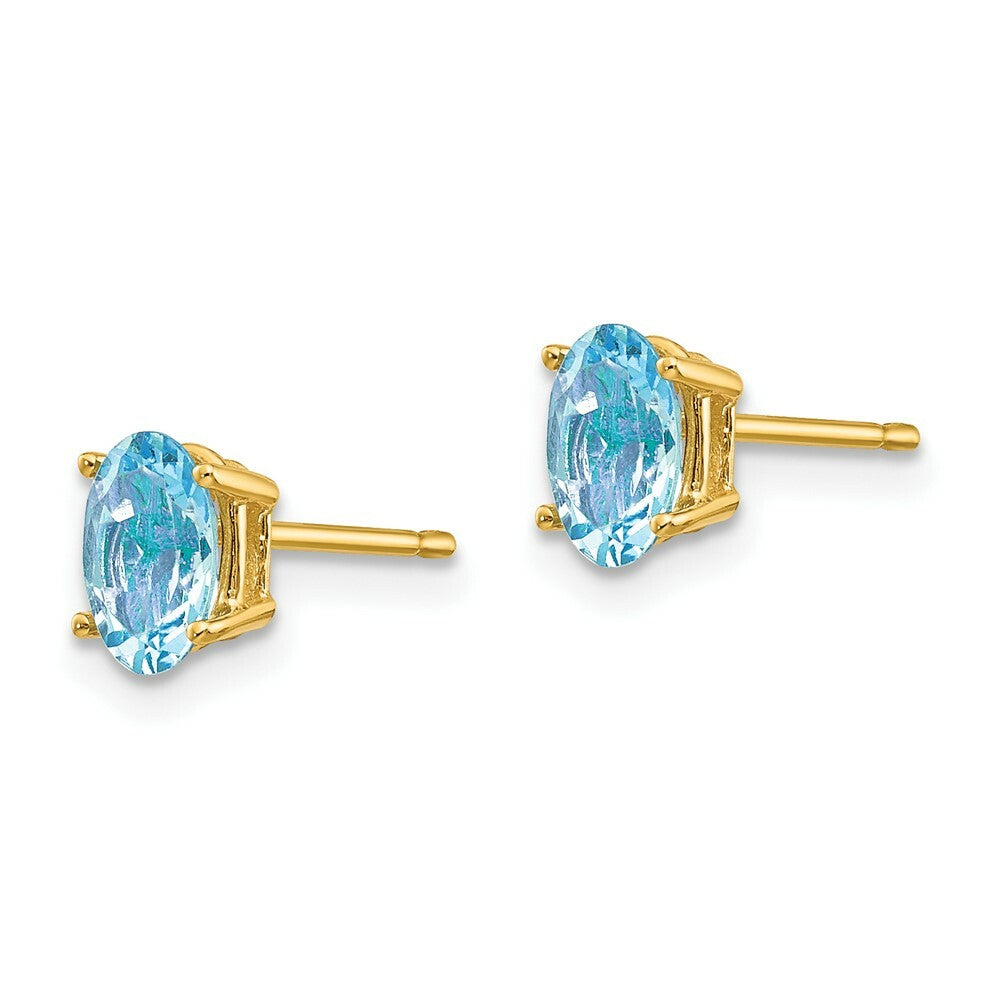 14K Yellow Gold Aquamarine Post Earrings, 4/5-Carat Gemweight