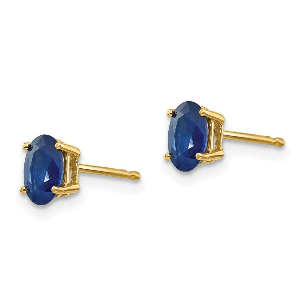14K Yellow Gold Sapphire Post Earrings, 1.3-Carat Gemweight