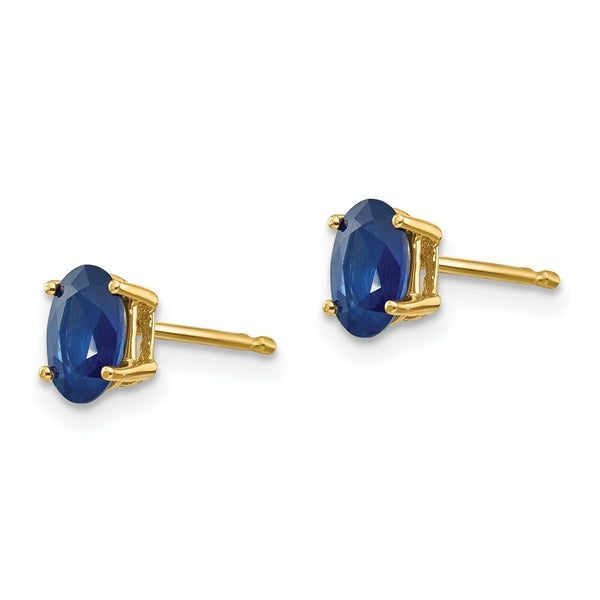 14K Yellow Gold Sapphire Post Earrings, 1.3-Carat Gemweight