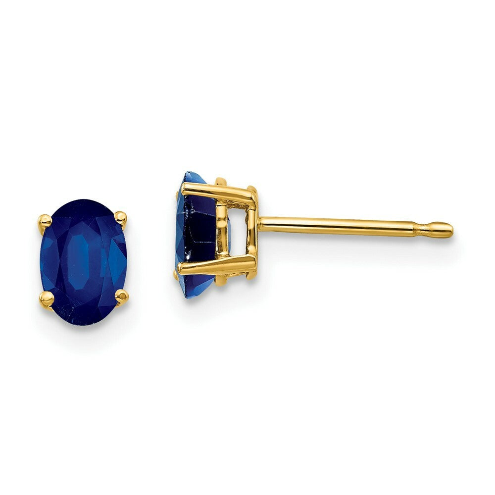 14K Yellow Gold Sapphire Post Earrings, 1.3-Carat Gemweight