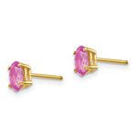 Load image into Gallery viewer, 14K Yellow Gold Pink Sapphire Post Earrings, 1.2-Carat Gemweight
