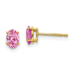Load image into Gallery viewer, 14K Yellow Gold Pink Sapphire Post Earrings, 1.2-Carat Gemweight
