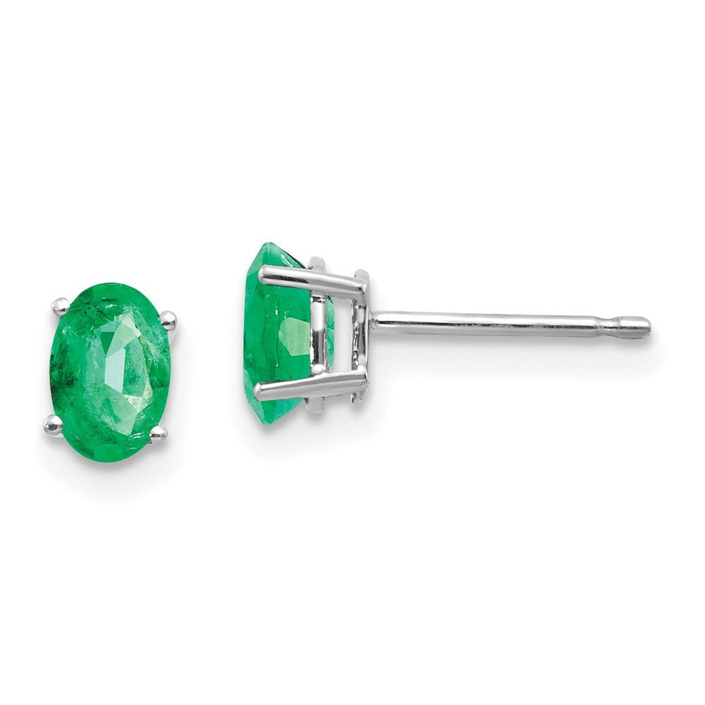 14k White Gold Emerald Earrings, 4/5-Carat Gemweight