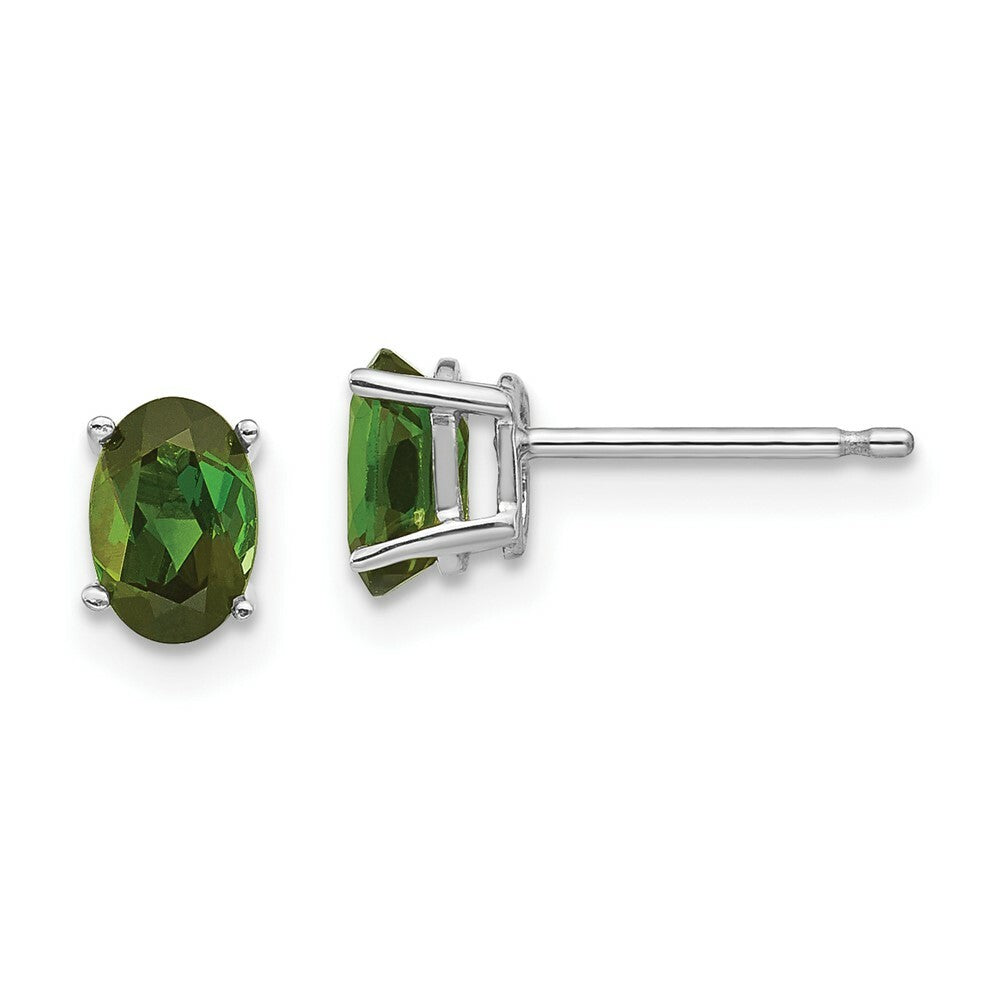 14k White Gold Green Tourmaline Earrings, 1/2-Carat Gemweight