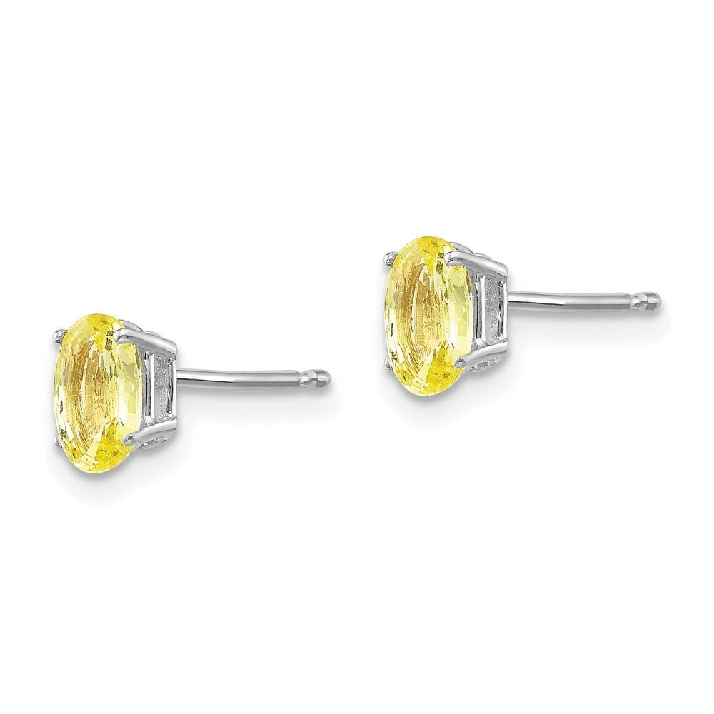 14K White Gold Yellow Sapphire Earrings 1.22-Carat tw