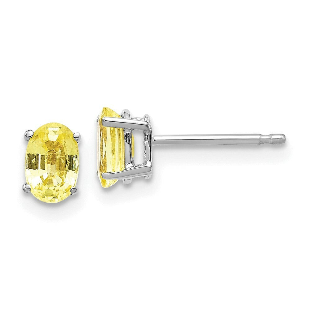 14K White Gold Yellow Sapphire Earrings 1.22-Carat tw