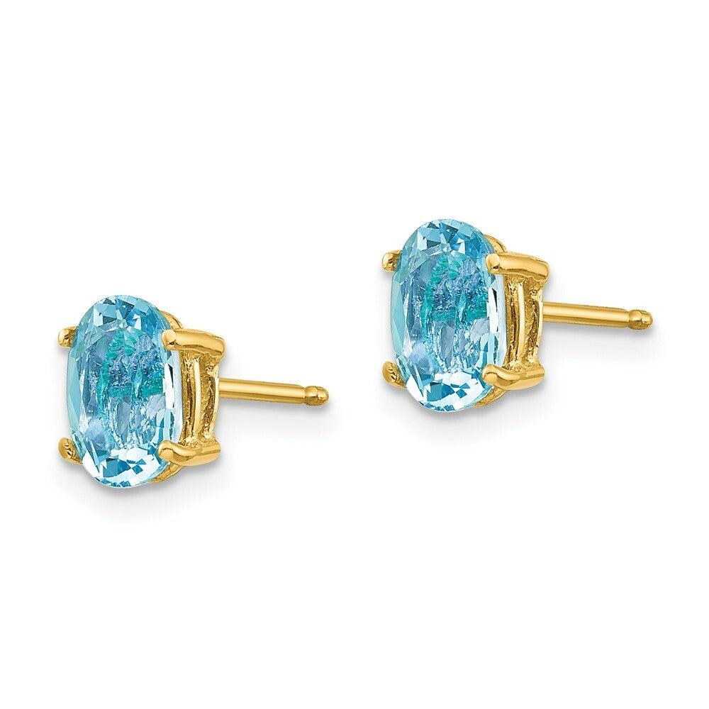 14K Yellow Gold Aquamarine Post Earrings 1.36-Carat tw