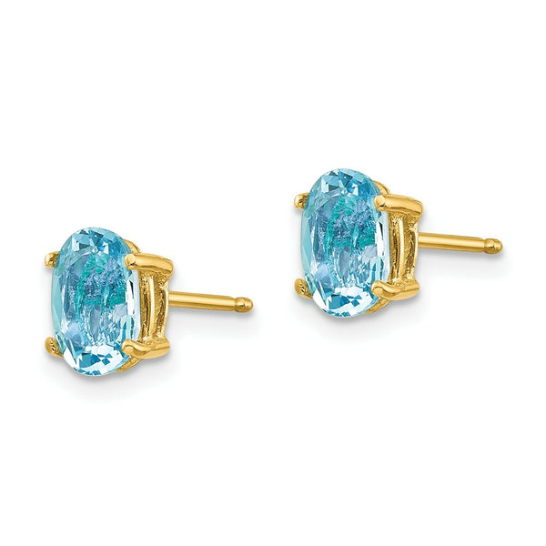 14K Yellow Gold Aquamarine Post Earrings 1.36-Carat tw