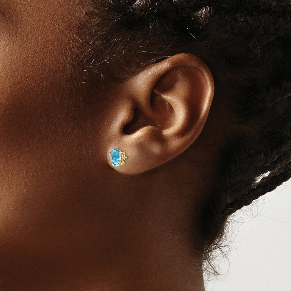 14K Yellow Gold Aquamarine Post Earrings 1.36-Carat tw