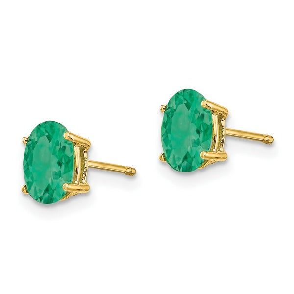 14K Yellow Gold Emerald Post Earrings 1.56-Carat tw