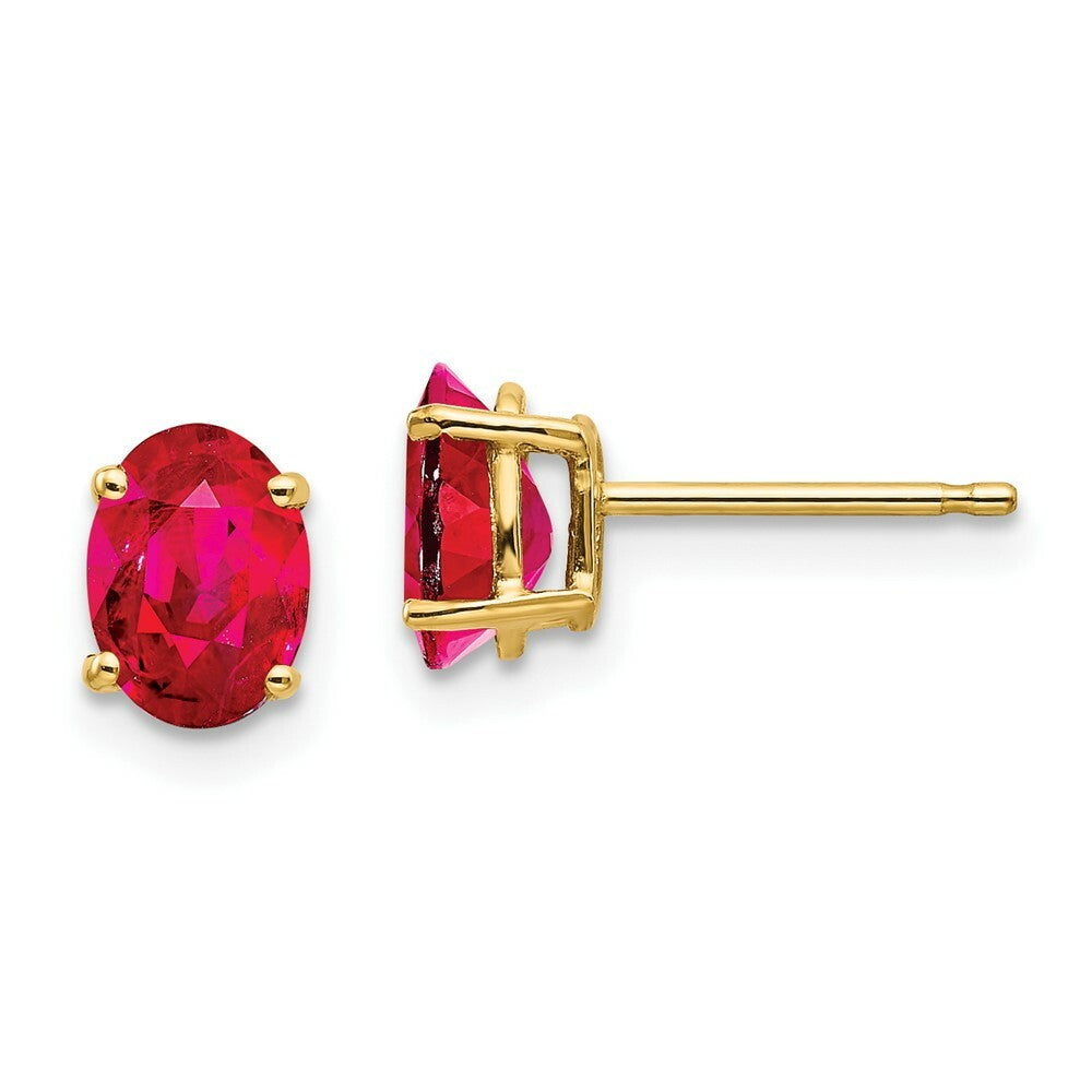 14K Yellow Gold Ruby Post Earrings 2.2-Carat tw