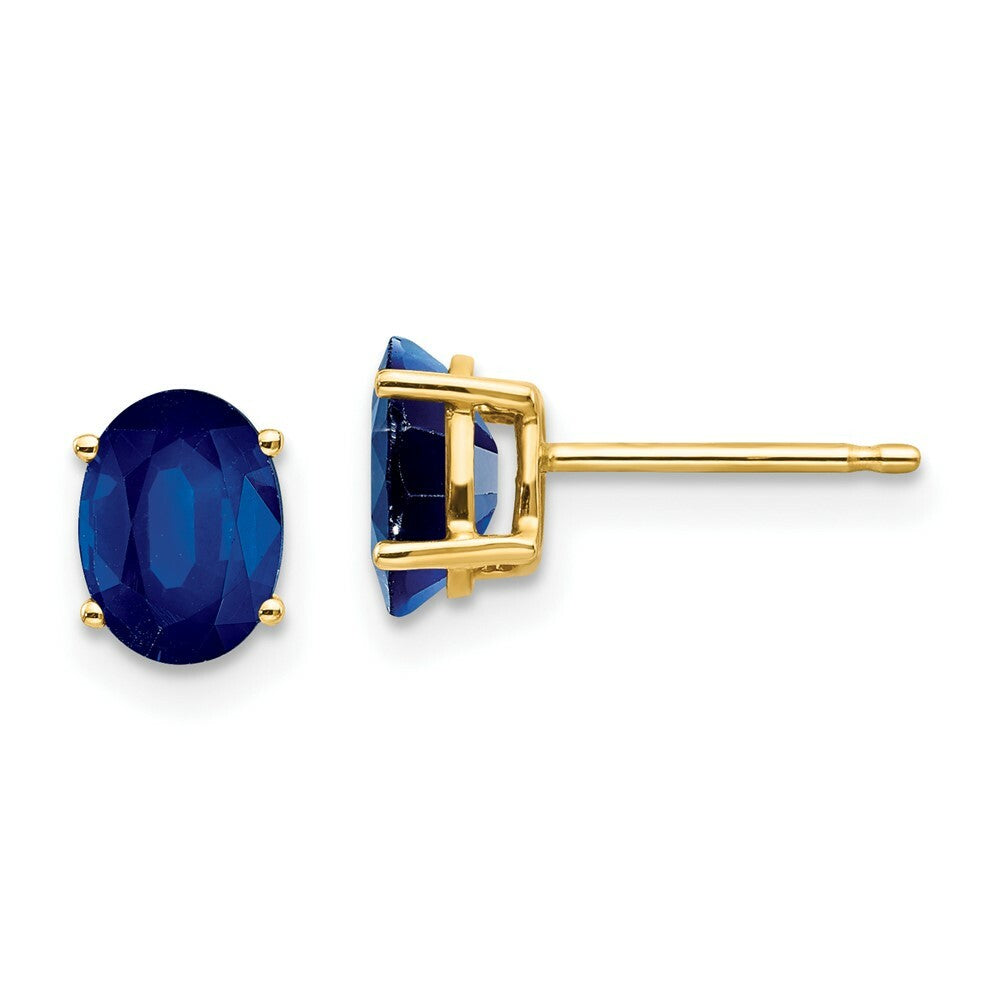 14K Yellow Gold Sapphire Post Earrings 2.1-Carat tw