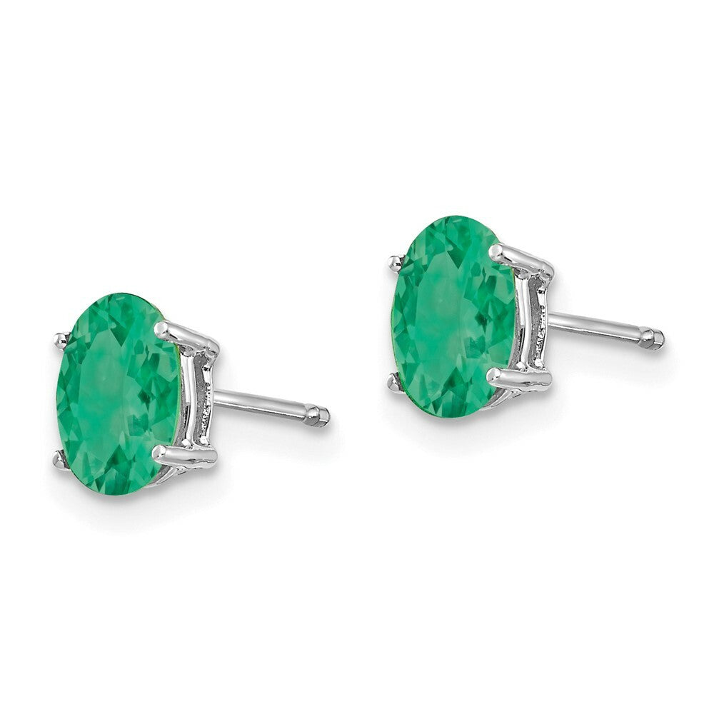 14K White Gold Emerald Earrings 1.56-Carat tw