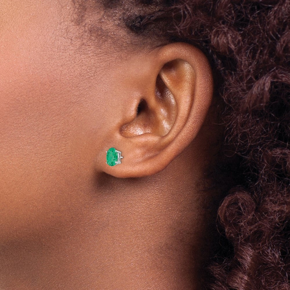 14K White Gold Emerald Earrings 1.56-Carat tw
