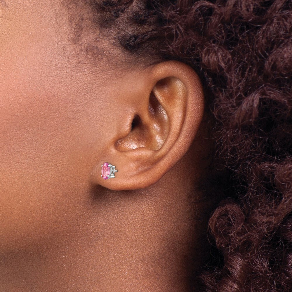 14K White Gold Pink Sapphire Earrings 2.22-Carat tw