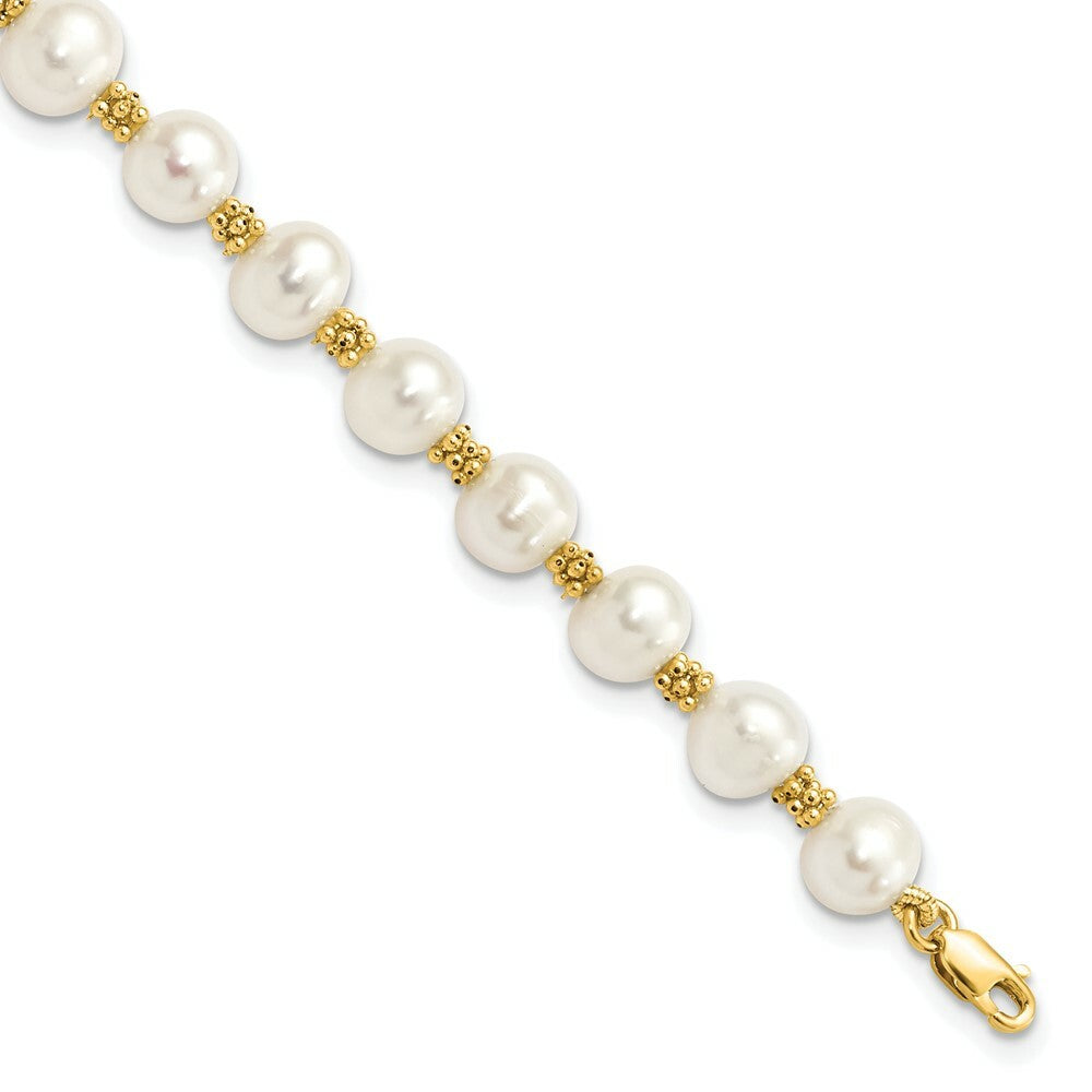 7.25" Length Bracelet 14K Yellow Gold FW Cultured Pearl Bracelet
