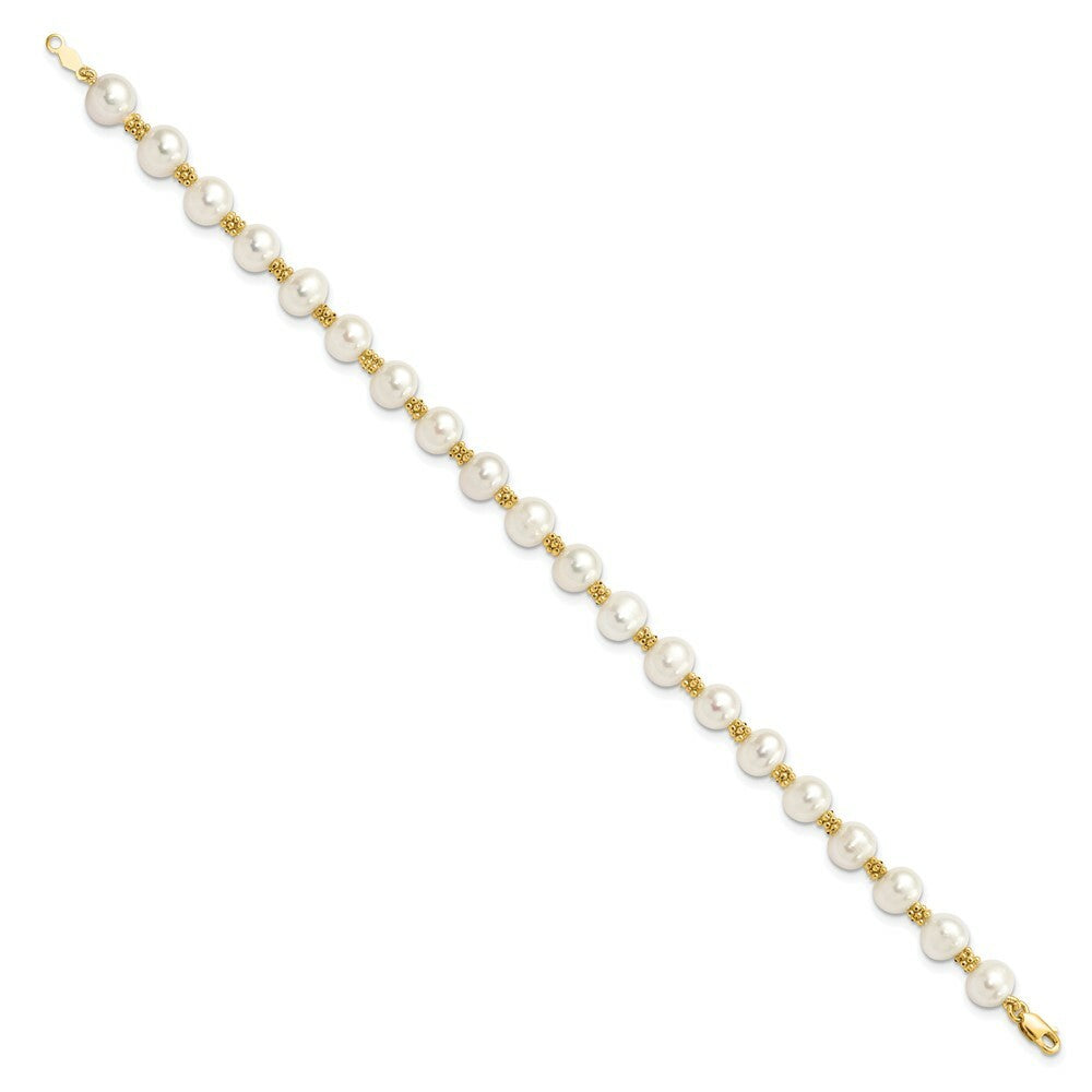 7.25" Length Bracelet 14K Yellow Gold FW Cultured Pearl Bracelet