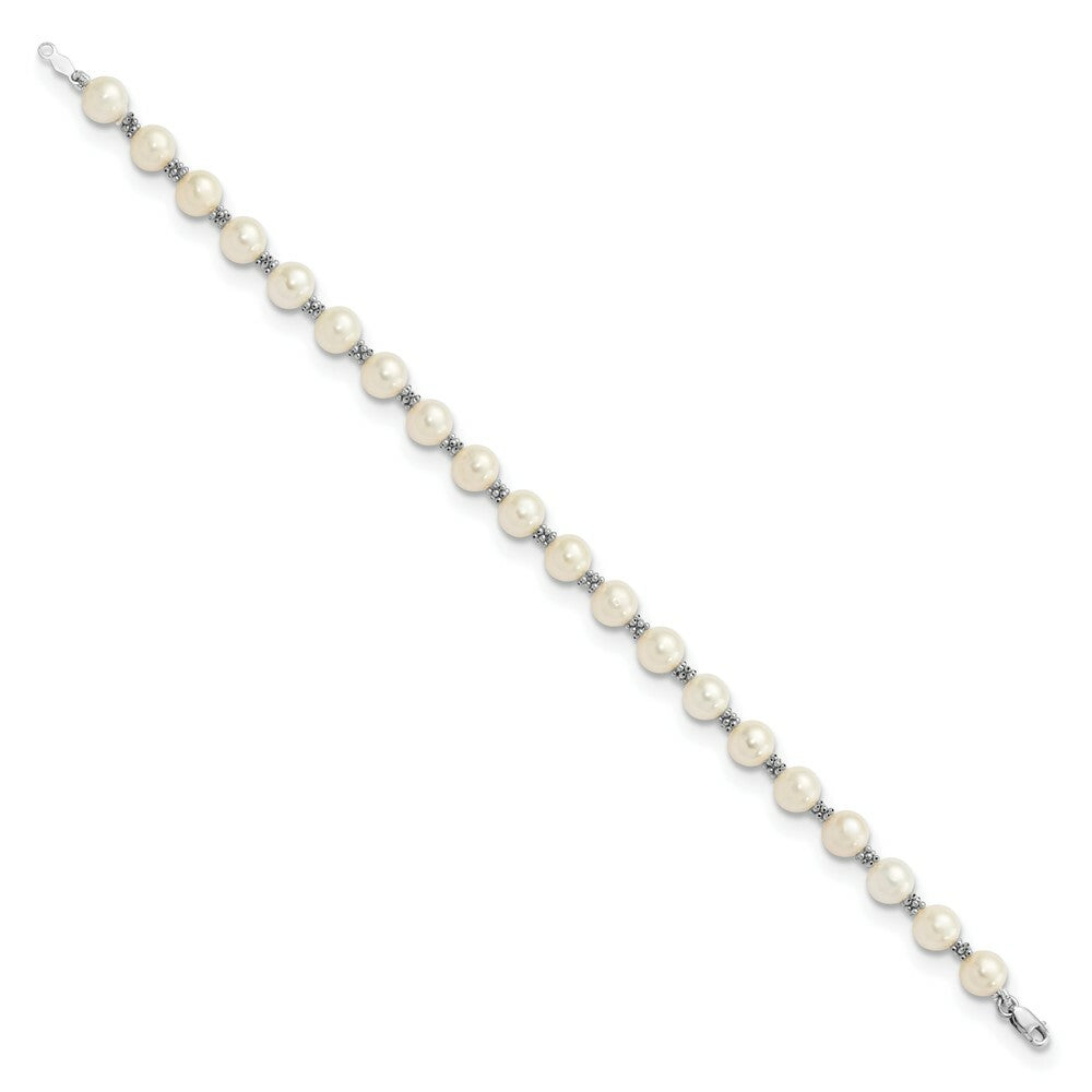 7.25" Length Bracelet 14K White Gold FW Cultured Pearl Bracelet