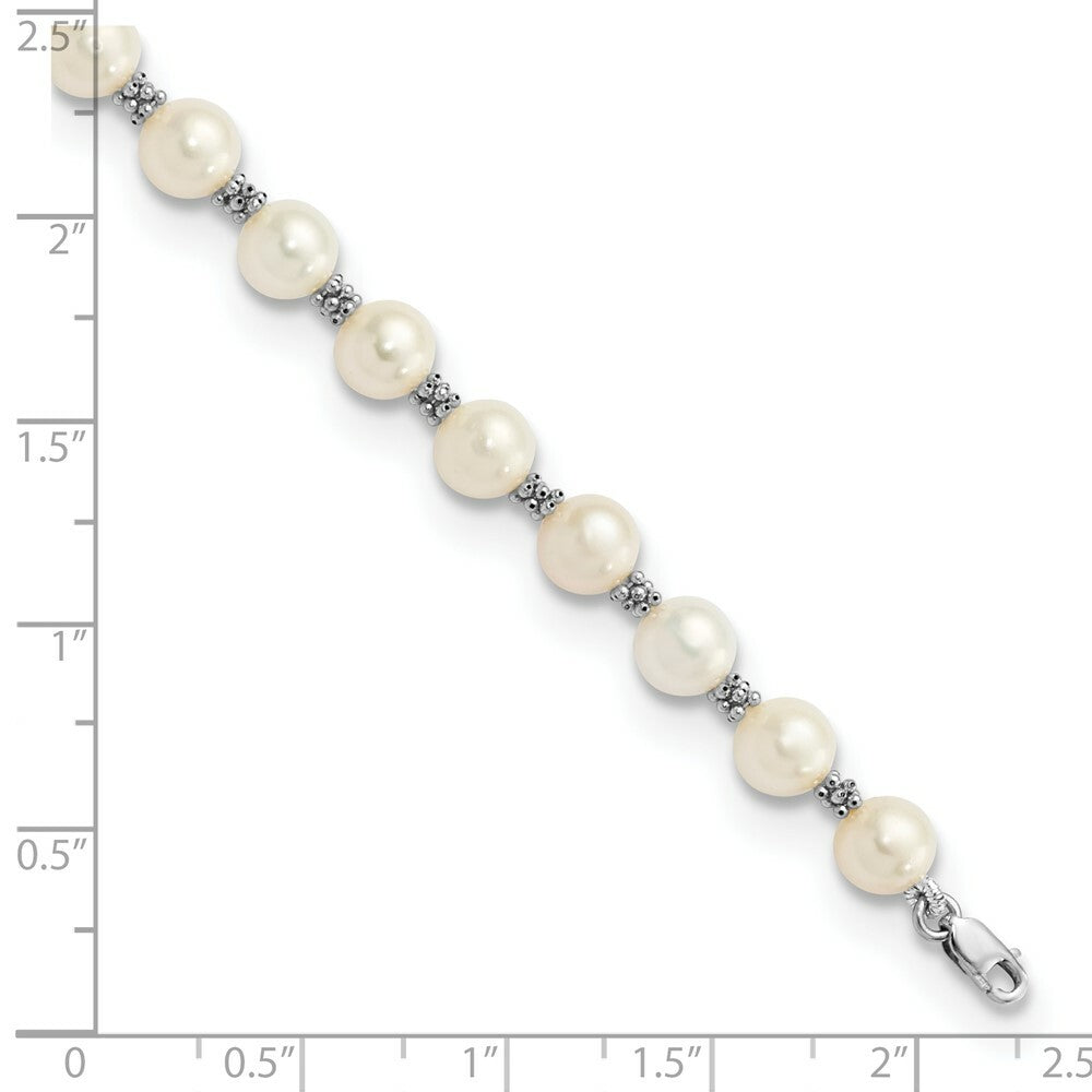 7.25" Length Bracelet 14K White Gold FW Cultured Pearl Bracelet