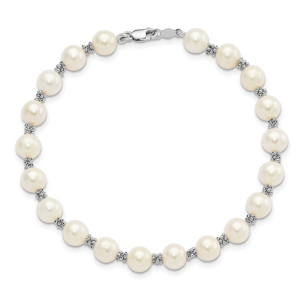 7.25" Length Bracelet 14K White Gold FW Cultured Pearl Bracelet