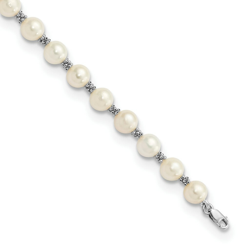 7.25" Length Bracelet 14K White Gold FW Cultured Pearl Bracelet