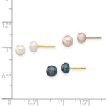 Load image into Gallery viewer, 14K Yellow Gold Three Pair Box Set Freshwater Cultured Pearl Earrings
