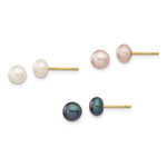 Load image into Gallery viewer, 14K Yellow Gold Three Pair Box Set Freshwater Cultured Pearl Earrings
