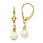 Load image into Gallery viewer, 14K Yellow (5-6mm) Semi-round Freshwater Cultured Pearl Leverback Earrings
