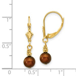Load image into Gallery viewer, 14K Yellow Gold (5-6mm) Coffee Brown Freshwater Cultured Pearl Leverback Earrings
