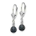 Load image into Gallery viewer, 14K White Gold 5-6mm Semi-round Grey Freshwater Cultured Pearl Leverback Earrings
