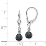 Load image into Gallery viewer, 14K White Gold 5-6mm Semi-round Grey Freshwater Cultured Pearl Leverback Earrings

