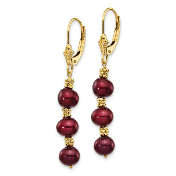 14K Coffee Brown Freshwater Cultured Pearl & Bead Earrings