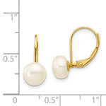 Load image into Gallery viewer, 14K 7-8mm Freshwater Cultured Button Pearl Leverback Earrings

