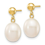 Load image into Gallery viewer, 14K 8-9mm White Freshwater Cultured Pearl Dangle Earrings
