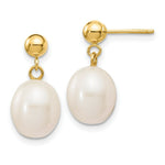 Load image into Gallery viewer, 14K 8-9mm White Freshwater Cultured Pearl Dangle Earrings
