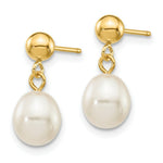 Load image into Gallery viewer, 14K 6-7mm White Freshwater Cultured Pearl Dangle Earrings
