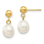 Load image into Gallery viewer, 14K 6-7mm White Freshwater Cultured Pearl Dangle Earrings
