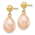 Load image into Gallery viewer, 14K 7-8mm Pink Freshwater Cultured Pearl Dangle Earrings

