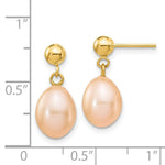 Load image into Gallery viewer, 14K 7-8mm Pink Freshwater Cultured Pearl Dangle Earrings
