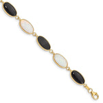 Load image into Gallery viewer, 8.5" Length Bracelet 14K Yellow Gold Onyx &amp; Imitation Opal Bracelet

