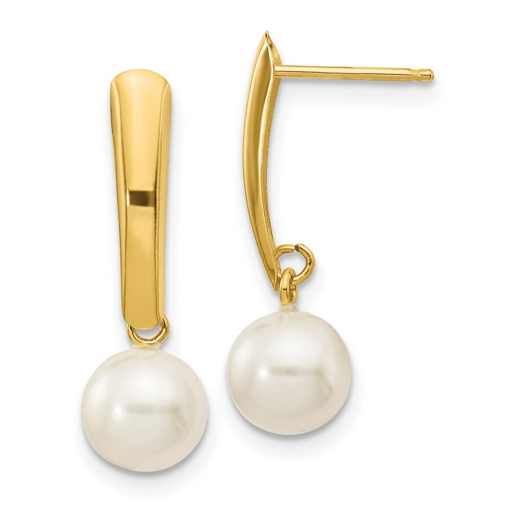14K 6-7mm Round Freshwater Cultured Pearl Earrings