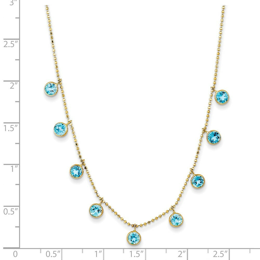 14K Yellow Gold Blue Topaz Necklace  length: 16 inches