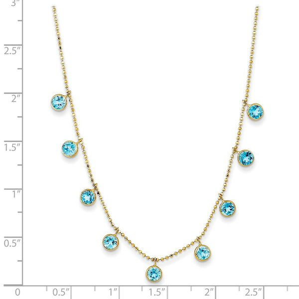 14K Yellow Gold Blue Topaz Necklace  length: 16 inches