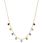 Load image into Gallery viewer, 14K Yellow Gold Multi-color Gemstone Necklace w/ 2in ext.  length: 16 inches
