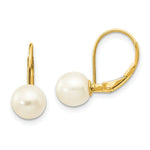 Load image into Gallery viewer, 14K 7-8mm Freshwater Cultured Pearl Leverback Earrings
