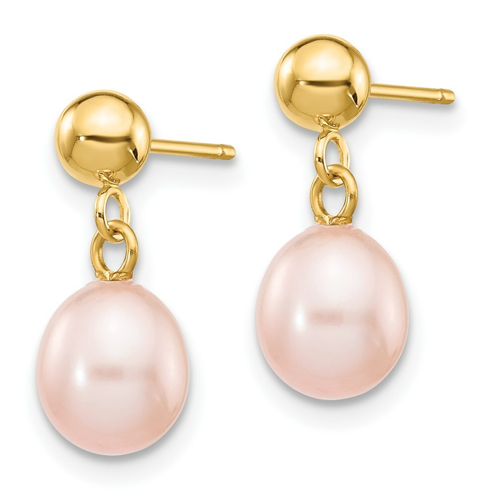 14K 6-7mm Pink Freshwater Cultured Pearl Dangle Earrings