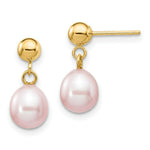 Load image into Gallery viewer, 14K 6-7mm Purple Freshwater Cultured Pearl Dangle Earrings

