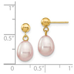 Load image into Gallery viewer, 14K 7-8mm Purple Freshwater Cultured Pearl Dangle Earrings
