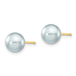 Load image into Gallery viewer, 14K Yellow Gold 7-8mm Round Grey Saltwater Akoya Cultured Pearl Stud Earrings
